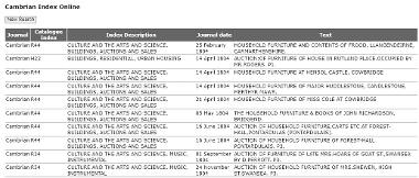 Cambrian Index results screenshot.