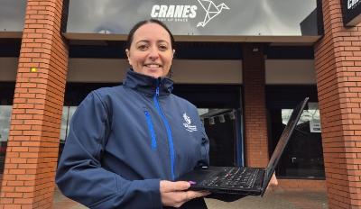 Digital support event - Claire Hughes outside Cranes