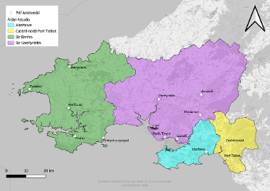 Regional transport study map - Welsh.