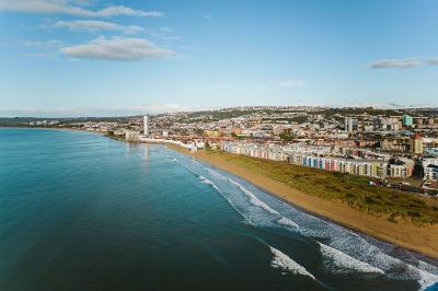 Swansea city and beach (drone 2022).