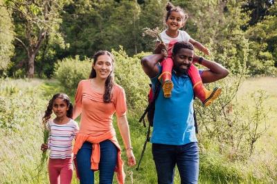 Family enjoying a walk in the countryside