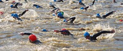 Triathletes Swimming